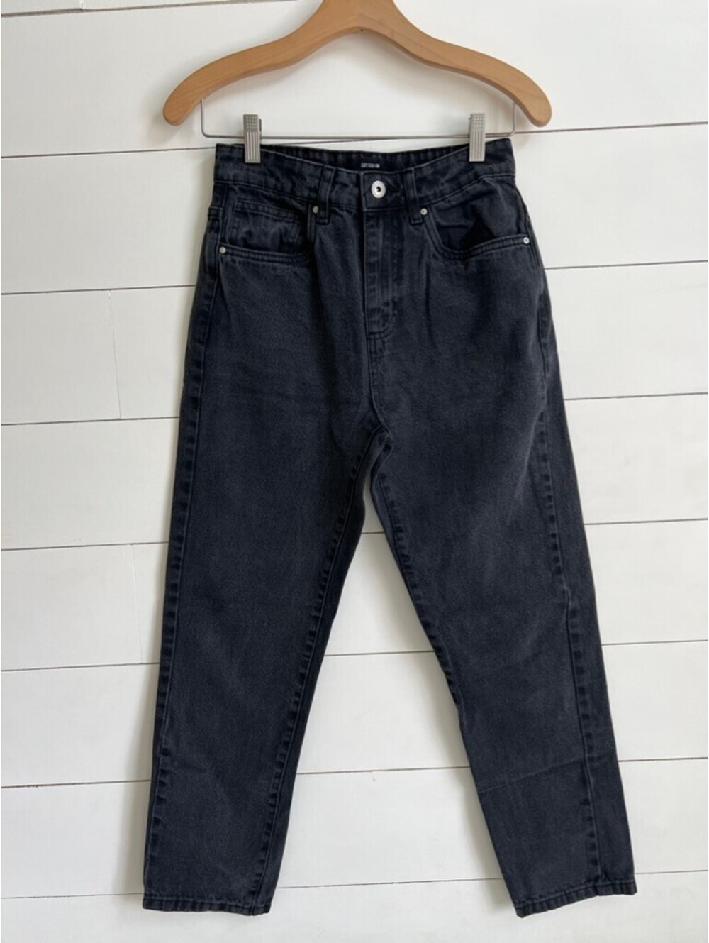 Cotton On High-rise Washed Black Mom Jeans Women's Size 4 Baggy Straight Y2K